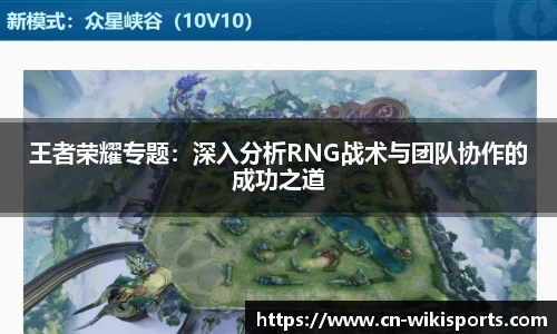 王者荣耀专题：深入分析RNG战术与团队协作的成功之道